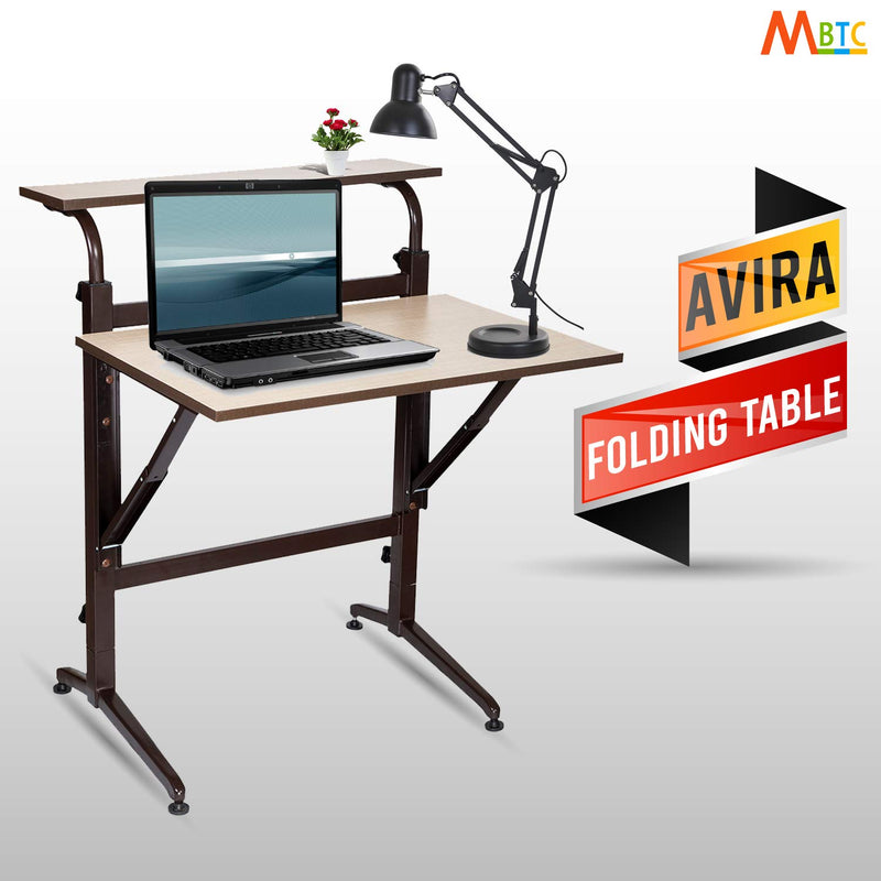 MBTC Avira Flippable Folding Desk Table, Beige, Large - MBTC