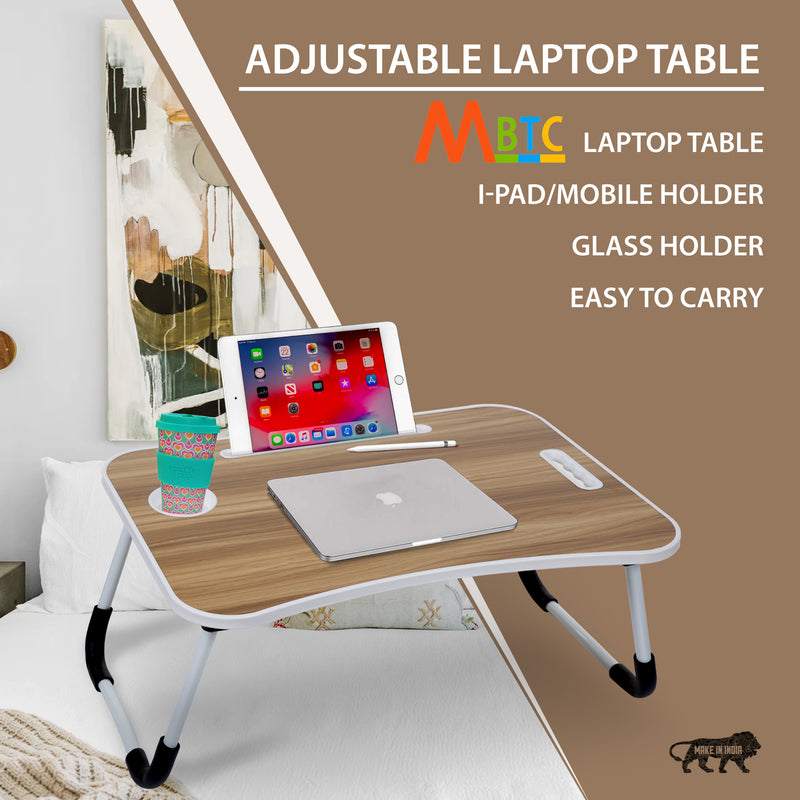 MBTC Worksmart Multipurpose Foldable Laptop Table/Lapdesk/Study Table with Tablet & Mobile Stand, Cupholder, & Handle - MBTC