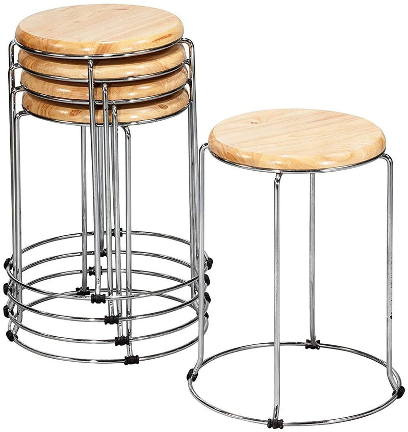 MBTC Forio Wooden Kitchen Cafeteria Stool Home Office Stool (Set of 5) - MBTC