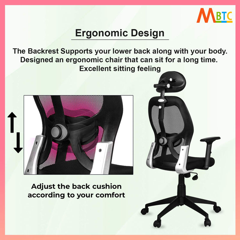 MBTC Ragzer High-Back Office Chair/Study Chair with Adjustable Arms - MBTC