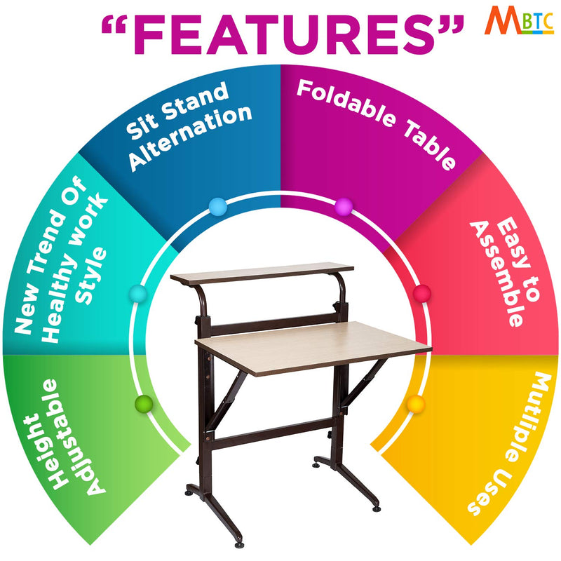 MBTC Avira Flippable Folding Desk Table, Beige, Large - MBTC