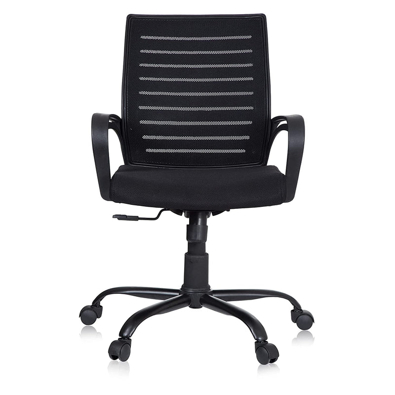 MBTC Ace Mid Back Metal Base Office Chair/Study Chair (Black) - MBTC
