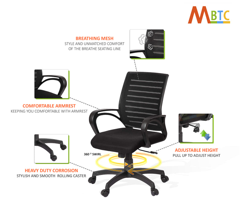 MBTC Xcelo Mesh Office Revolving Desk Chair - MBTC