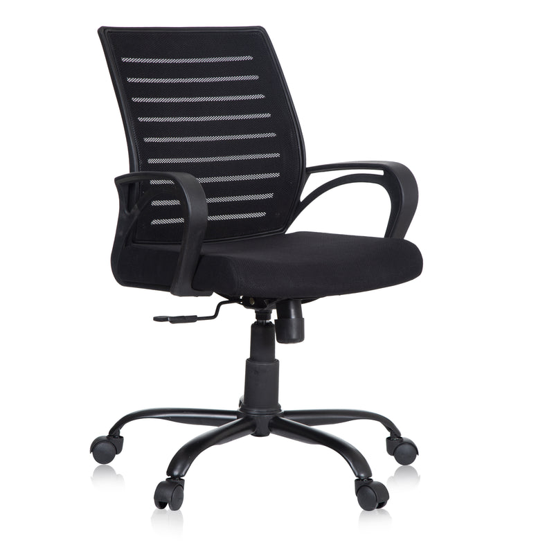 MBTC Ace Mid Back Metal Base Office Chair/Study Chair (Black) - MBTC